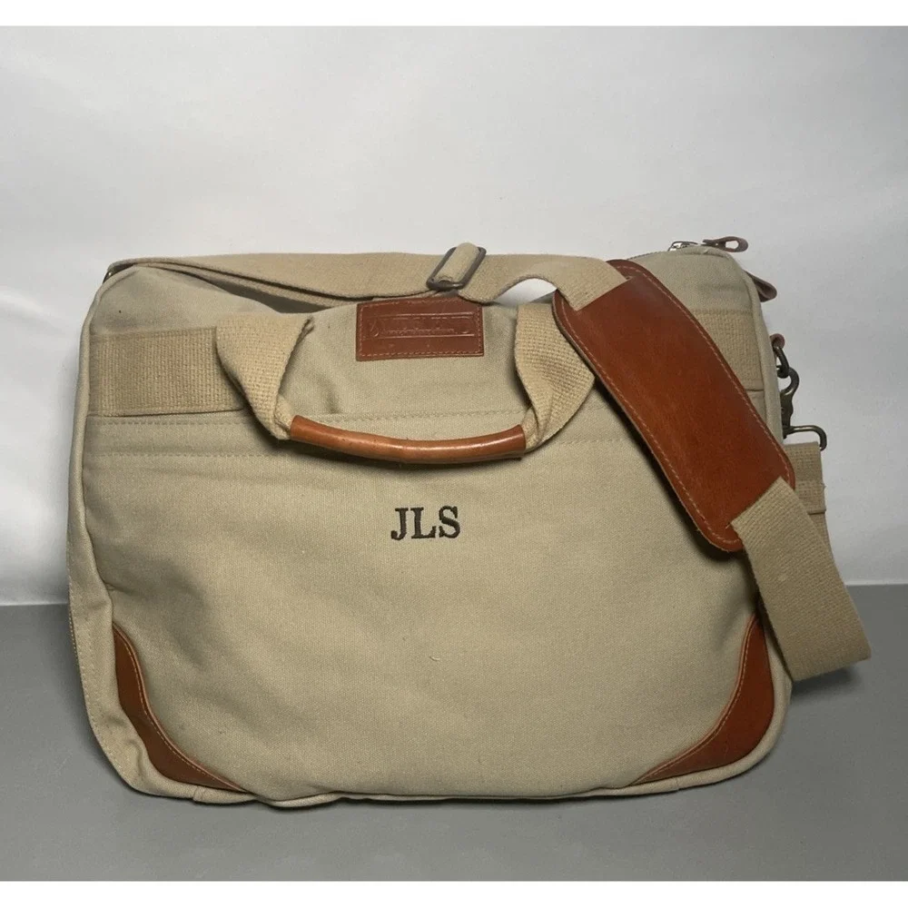 Vintage Lands End Canvas Leather Duffle Weekender Bag USA Made